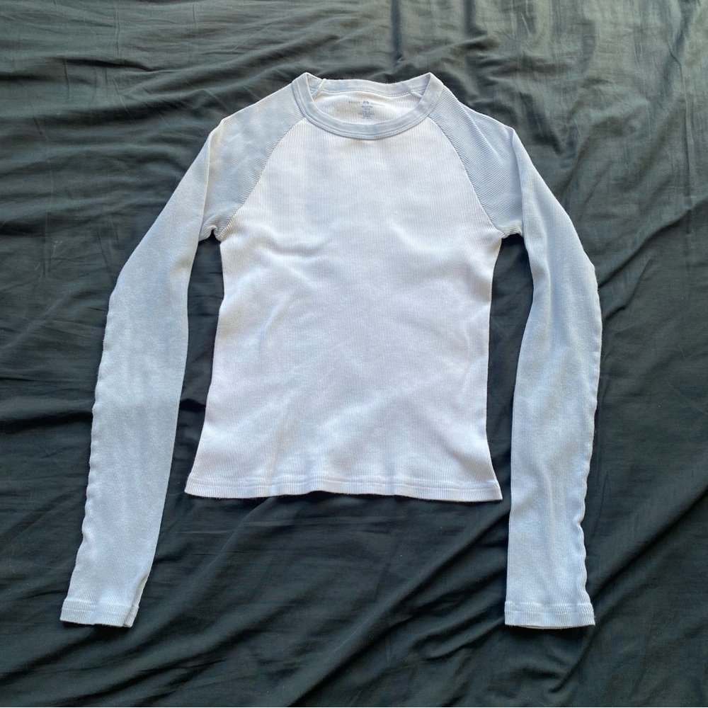 Brandy Melville Light Blue Raglan Long Sleeve Top